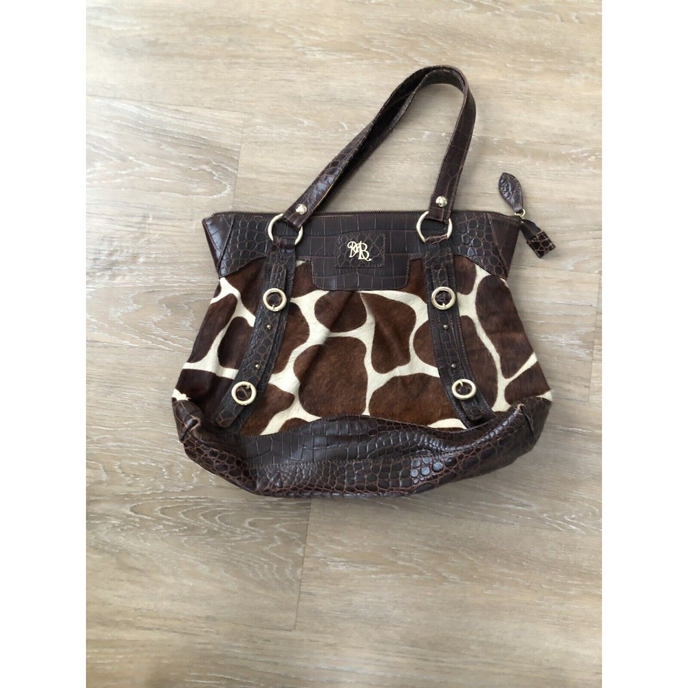 Marco Buggiani Made in Italy Brown Leather  Croc Cowhide Bag Tote Purse